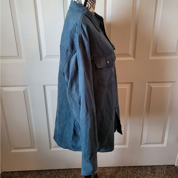 Bit & Bridle Faux suede long‎ sleeve button up shirt - Picture 2 of 7